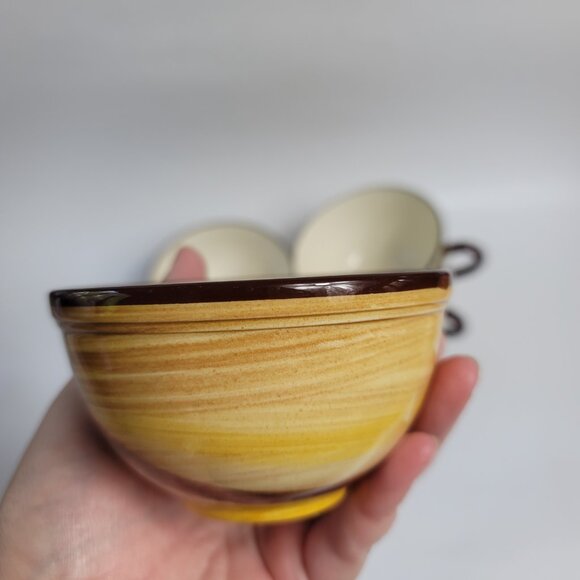 FIVE Metlox Poppytrail Vernon Kilns Organdie Cups Brown Yellow Plaid - Picture 5 of 10